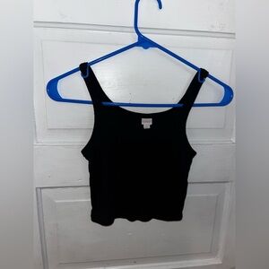 Fitted Ribbed Black Tank Top